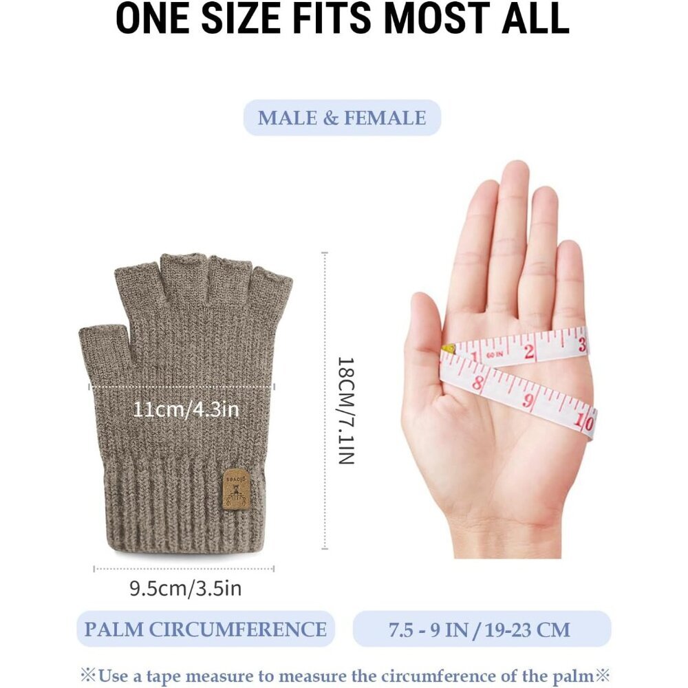 Fingerless Gloves Half Finger Winter Warm Knitted Gloves Working Running Biking - Picture 4 of 6